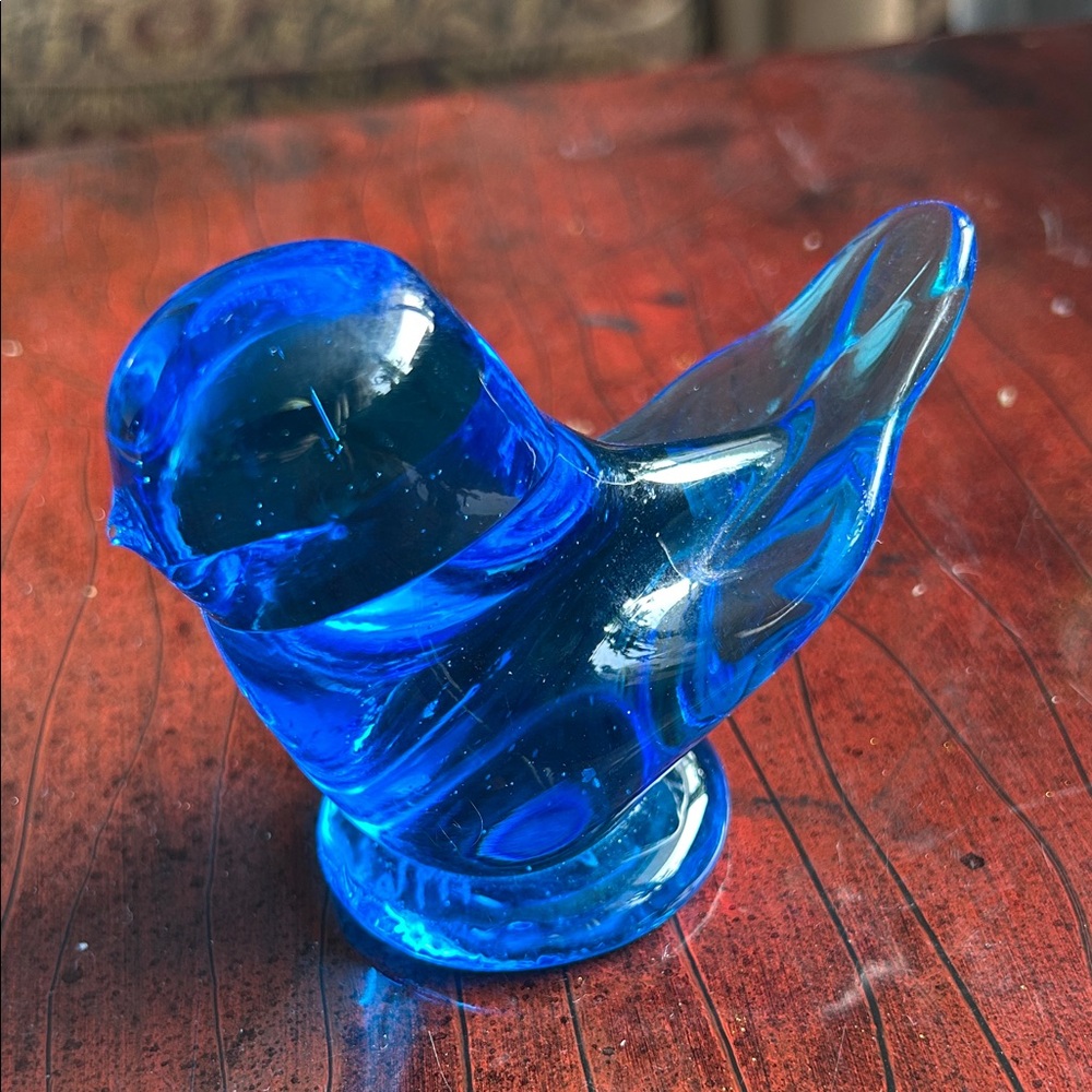 Blue Bird Glass Figurine - Vibrant Blue